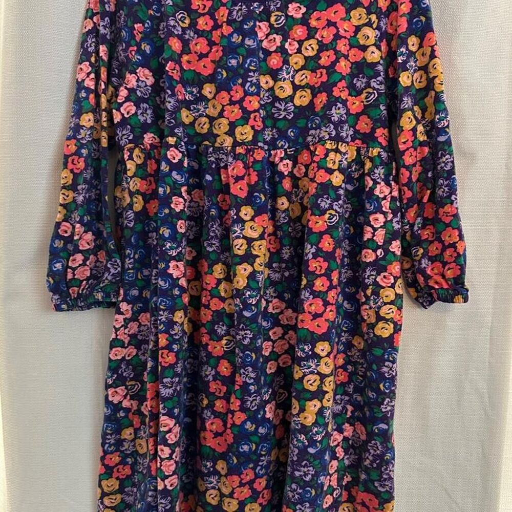 Hanna Andersson Girls Floral Long Sleeve Dress Size 130 Bow Accent - Picture 5 of 6